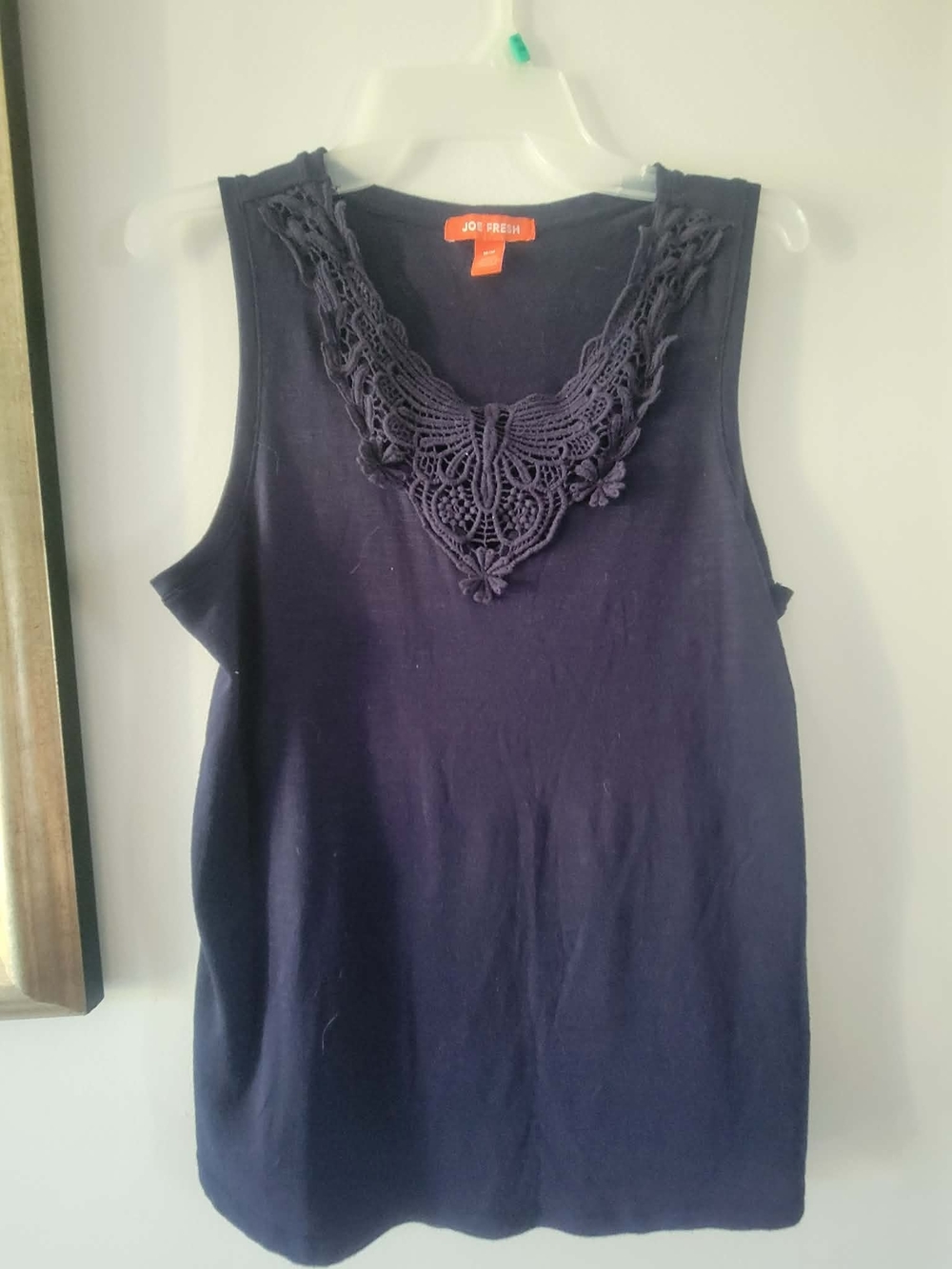 Joe Fresh Navy Crochet V-Neck Tank Top